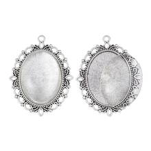 40x30mm Oval Clear Glass Cabochon Cover Antique Silver Color Tibetan Style Pendant Cabochon Settings for Jewelry Making 2024 - buy cheap