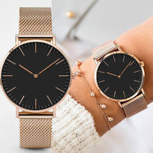 Reloj ultrafino de acero inoxidable para mujer, pulsera de cuarzo Unisex, con esfera Simple, nuevo 2024 - compra barato