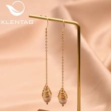 XlentAg Handmade Natural Fresh Water Baroque Pearl Long Dangle Earrings Drop Engagement Earrings For Women Fine Jewelry GE0500 2024 - buy cheap