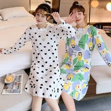 2020 Autumn Sweet Princess Long Sleeve Print Nightgown for Women Cute Lace Bow Sleepwear Night Gown Home Dress Nightdress Nighty 2024 - buy cheap