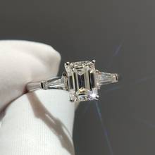 Inbeauté corte esmeralda prata 925 1 ct 5*7mm, teste de cor d diamante, anel de casamento, moissanite, joia feminina 2024 - compre barato