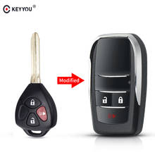 KEYYOU-Reemplazo modificado de 3 botones para llave de coche, funda plegable para Toyota Camry Corolla RAV4 PRADO YARIS, carcasa remota automática 2024 - compra barato
