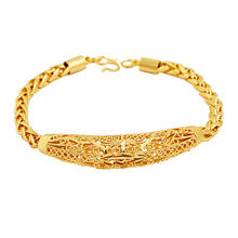 Korean Fashion 24K Gold Hollow Curb Cuban Link Chains Bracelet for Women Statement Charm Bangles Women's Day Wedding Jewelry 2024 - купить недорого