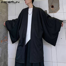 INCERUN-gabardina de manga larga para hombre, abrigo largo Punk de Color sólido, punto abierto holgada de ropa de calle, a la moda, 2021 2024 - compra barato