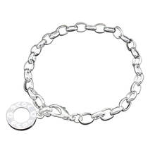 Pulseira banhada a prata, pulseira da moda com fechos de lagosta, joia redonda, bracelete com correntes de metal para mulheres 2024 - compre barato