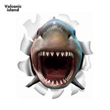 Pegatina de vinilo de tiburón rasgado, calcomanía de Metal con personalidad de pez, accesorios de estilo de coche 3D, 13cm x 11,6 cm 2024 - compra barato