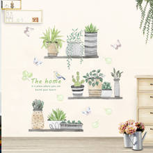 1pc adesivos de parede jardim planta bonsai flor borboleta pvc decoração para casa adesivos quarto cozinha diy decalques parede mural arte decoração 2024 - compre barato