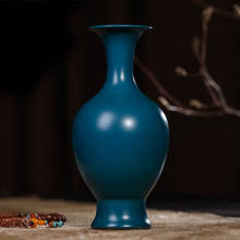 Jarrón de cerámica Jingdezhen, jarrón esmaltado de Color azul Pavo Real antiguo, adornos de flores para el hogar y sala de estar, decoraciones antiguas 2024 - compra barato