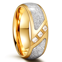 Eamti 8mm anel de casamento masculino zircônia cúbica anel de aço inoxidável três pedras preciosas diagonal embutimento 2024 - compre barato