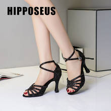 Hipposeus Women Dance Shoes for Girls Ladies Ballroom Latin Modern Tango Dancing Shoes Rhinestone Shoe Salsa Sandals Black/White 2024 - buy cheap