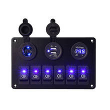 12V 6 Gang Car Blue LED Circuit Rocker Switch Panel Dual USB Charger Marine Boat  Rocker Switch Control Panel Set 2024 - buy cheap