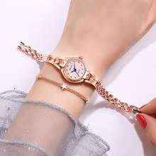 Женские наручные часы, роскошные розовые часы из нержавеющей стали с бриллиантами и браслетом, подарок 2024 - купить недорого