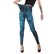 Женские сексуальные имитация джинсы, обтягивающие джеггинсы, Модные Классические Эластичные Обтягивающие леггинсы, обтягивающие брюки размера плюс, хит продаж 2020 2024 - купить недорого