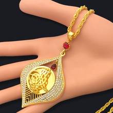 Islamic Muslim Rune Pattern Round Pendant Necklace Women's Necklace Fashion Eye Shape Crystal Inlaid Pendant Accessories Jewelry 2024 - buy cheap