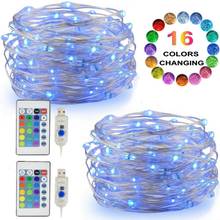 Remote Control Fairy Led String Lights 16 Colors USB 5m/10m Christmas Garland Outdoor Light for Wedding Xmas Party Decoration 2024 - buy cheap