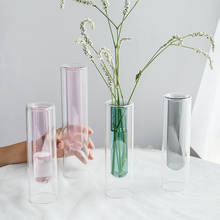 Скандинавская прозрачная стеклянная ваза, двухцветная тестовая трубка, цветочная ваза, Террариум, гидропонная система, свадебные вазы декоративные для дома 2024 - купить недорого