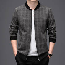 2020 Autumn Oversized Jackets Plaid Baseball Jackets Mens Grey Bomber Loose Casual Short Rib Sleeve Zipper Stand Collar Coats 2024 - buy cheap