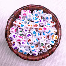 New 100pcs 6mm Spaced Acrylic Round Beads Love Heart Shape Beads for Jewelry Making DIY Charms Handmade Bracelet #02 2024 - buy cheap