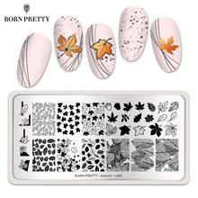 BORN PRETTY Stamping Plate Maple Leaves Autumn Theme Stainless Steel Fall Design Overprint Nail Stamp Stencils L002 2024 - купить недорого