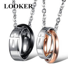 LOOKER Fashion Lover's Necklaces Classical 316L Stainless Steel Cross Design Pendant New Rose Gold/Black Color Jewelry 2024 - buy cheap