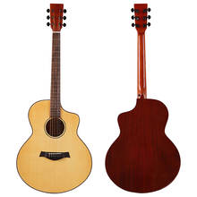 Натуральная Акустическая гитара 41 дюйм, глянцевая, из твердой древесины, 6 струн, народная гитара, 6 струн, дизайн cutwawy 2024 - купить недорого