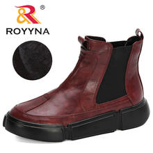 ROYYNA 2020 New Designers Ankle Boots Flat Shoes Women Autumn Winter Snow Plush Boots Ladies Elasic Band Footwear Botas Mujer 2024 - buy cheap