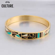 Fine Jewelry Filled Color Geometry Designs Pattern Enamel Charms Bangles for Women Stainless Steel Bracelets 2024 - buy cheap