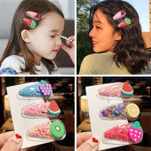 Girls Cute Colorful Cartoon Fruits Lemon Hairpins Children Lovely Hair Clips Barrettes Headband Kids Fashion Hair Accessories 2024 - buy cheap