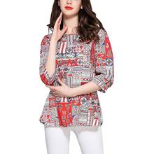 Camisa de manga de siete puntos para mujer, cuello redondo, busto, 132CM, talla grande, Otoño, 3XL, 4XL, 5XL, 6XL, 7XL 2024 - compra barato