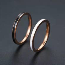 VOERYNT-anillos de gota fina de aceite para mujer y niña, sortija Simple de 3mm, Color oro rosa y negro, joyería de boda, SY02 2024 - compra barato