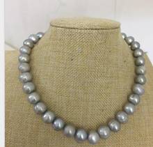 stunning 11-12mm tahitian silver grey baroque pearl necklace 18inch 925silver 2024 - buy cheap