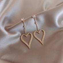 2021 New Women's Earrings Fashion Heart Earrings For Women Shiny Korean Drop Earrings Inlaid Zircon Earrings Wedding Party Jewel 2024 - buy cheap