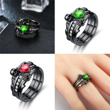 Punk Skull Red Green CZ Promise Ring for Women Fashion Wedding Valentine's Day Jewelry Gift Dropshipping 2024 - buy cheap