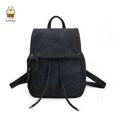 Beibaobao retro wild pu leather student bag Ladies' Travel Backpack School Bags Summer Women Backpacks Canvas College Bags 2024 - buy cheap