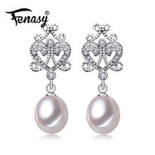 FENASY-pendientes de perlas de Plata de Ley 925 bohemios para mujer, joyería de perlas de gota de CZ para mujer, Idea de fiesta de aniversario, regalo 2024 - compra barato