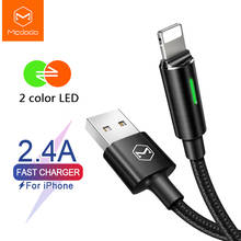 Mcdodo USB Cable for iPhone lightning 13 12 11 Pro Max XS XR X 8 7 iPad Fast Charge Data Cord Auto disconnect LED Charging Wire 2024 - buy cheap