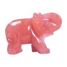 Figuritas de elefante rojo de sandía de 3 pulgadas, estatua de Animal de gema tallada a mano, decoración del hogar, regalo curativo, 1 ud. 2024 - compra barato