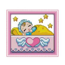 The Sleeping baby cross stitch kit 14ct 11ct count print canvas stitches embroidery DIY handmade needlework plus 2024 - buy cheap