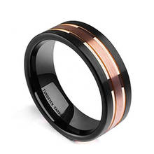 8MM Mens Tungsten Carbide Ring Two-Tone Black Rose Gold Plated Brushed Finish Comfort Fit Fashion Jewelry 2024 - buy cheap