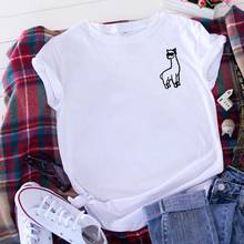 Cute Alpaca Funny T Shirt Women Cotton Harajuku Tshirt Women Shrot Sleeve Loose Camiseta Mujer Black Tee Shirt Femme T-shirt 2024 - buy cheap