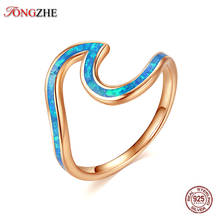 TONGZHE Fashion Blue Fire Opal Wave Rings For Women Luxury Brand 925 Sterling Silver Ring Mens Jewelry Factory Wholesale 2024 - buy cheap