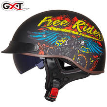 GXT мужской мотоциклетный шлем с полулицевой поверхностью ABS Мотоциклетный Ретро шлем FEMAL WOMAN'S Электрический защитный двойной объектив шлем Мото шлем 2024 - купить недорого