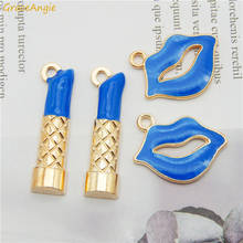 4pcs/lot Enamel Pendant Sex Lady Jewelry charms Necklace Earring Jewelry Making Mouth  Lipstick Charm Handmade Keychain Jewelry 2024 - buy cheap