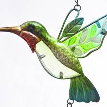 Green Glass Iron Wind Chime Exquisite Hummingbird Shape Glass Handmade Garden Wind Chime for Home Bird Cage Decorations 2024 - buy cheap