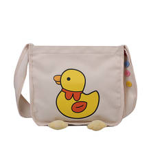 New Preppy Style Duckling Printed Shoulder Bag, Large Capacity Casual Canvas Shopping Bag, Women's Messenger Bag, Luxury Handbag 2024 - buy cheap