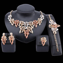 Bridal Jewelry Sets For Women Crystal Necklace Earrings Bracelet Ring Set African Gold/Silver Plated Equinox Flower Jewellery 2024 - buy cheap