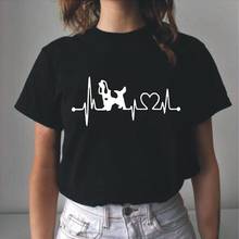Camiseta divertida de latido del corazón para Mujer, remera con estampado de perro Cocker Spaniel, playera Harajuku de manga corta, blusa informal de talla grande para Mujer 2024 - compra barato
