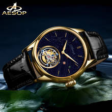 AESOP AAA+++ Real Tourbillon Men's Mechanical Watches 2021 New Luxury Starry Sky Dial Watch Waterproof Sapphire Glass Watch 2024 - buy cheap