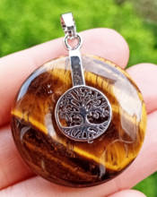 Tiger eye stone Tree of life Pendant Magic Energy Reiki Healing Amulet round 2024 - buy cheap