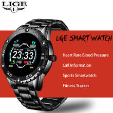 Мужские Смарт-часы LIGE, часы с пульсометром, водонепроницаемые фитнес-трекер, шагомер, спортивные Смарт-часы для мужчин, для Android ios 2024 - купить недорого